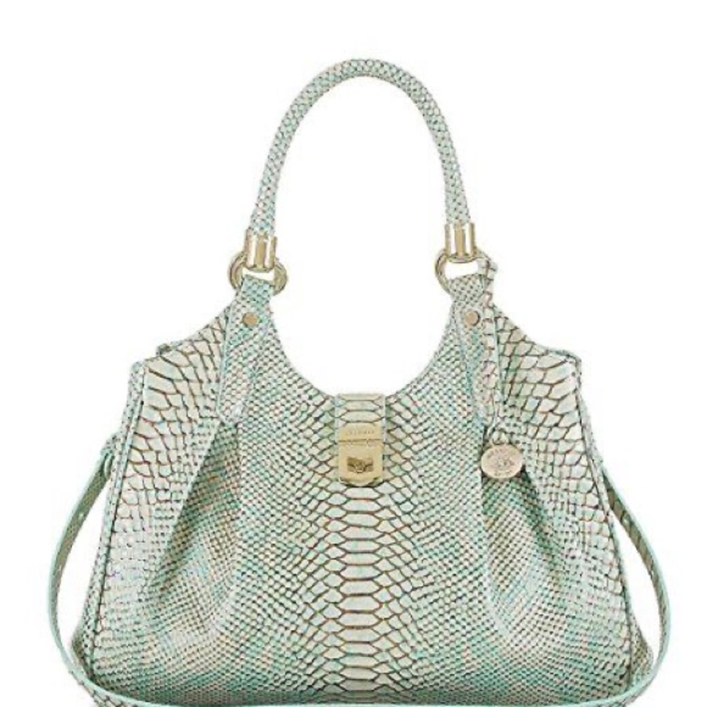Brahmin Elisa Hobo Green Opal Seville Leather Bag w/Shoulder Strap